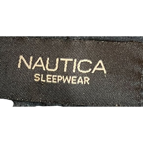Nautica Mens Navy Blue Cotton Bathrobe With Piping Two Pockets & Adjustable Belt - Picture 3 of 11